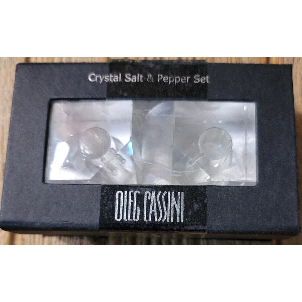 Oleg Cassini Crystal Salt and Pepper Shakers